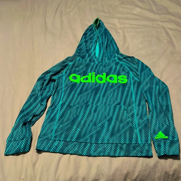 adidas Other - Adidas Blue Striped Hoodie size- L(14/16)